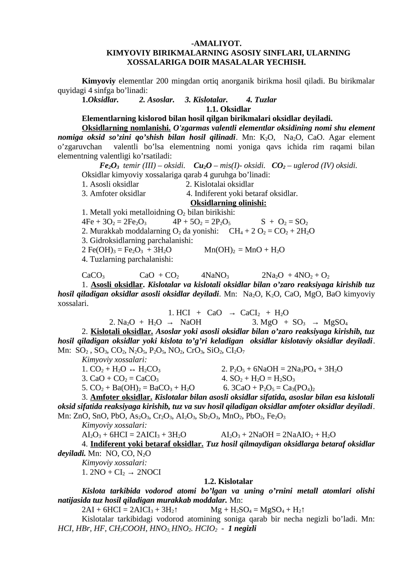 Kimyoviy birikmalar 1