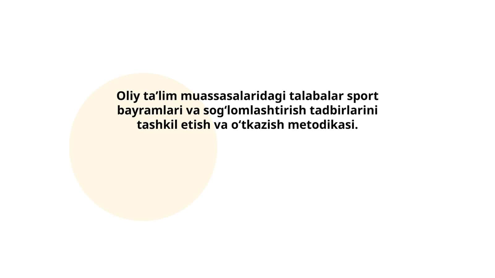 Oliy ta'lim muassasalaridagi talabalar sport bayramlari va sog‘lomlashtirish tadbirlarini tashkil etish va о‘tkazish metodikasi 1