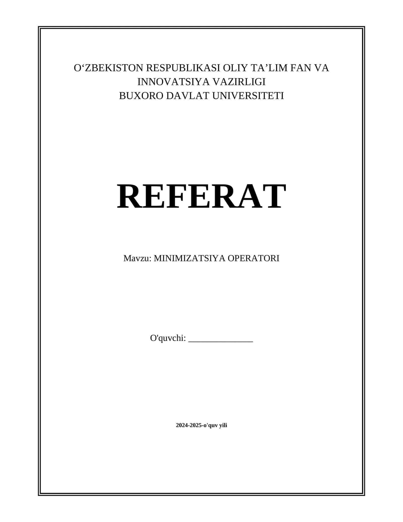 MINIMIZATSIYA OPERATORI 1