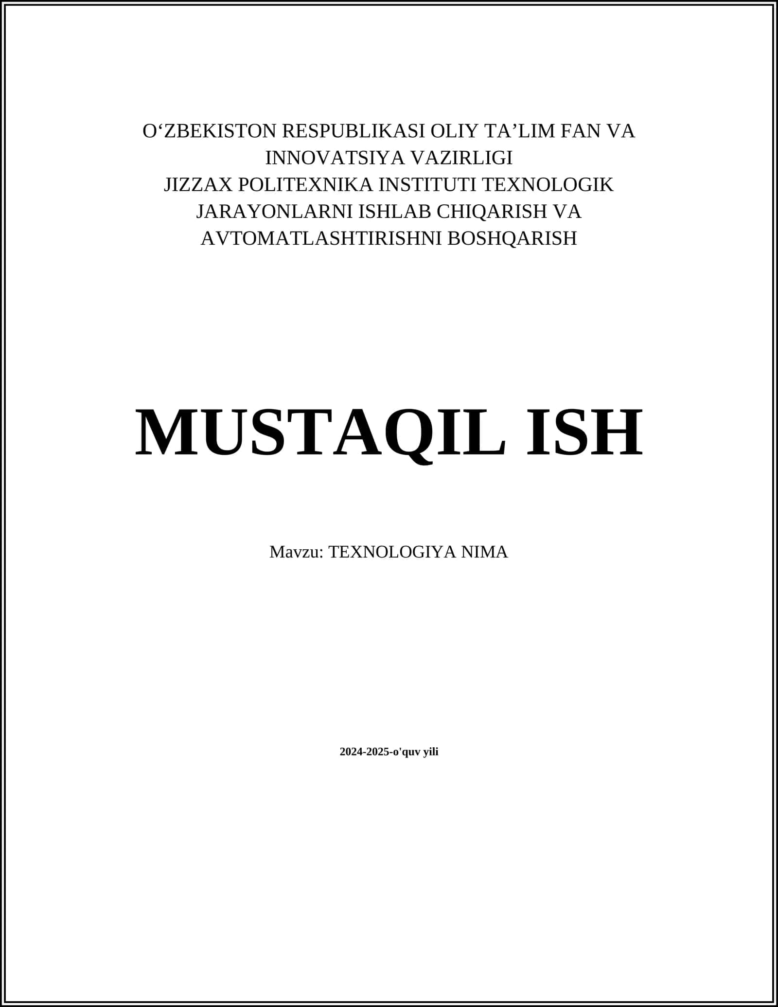 TEXNOLOGIYA NIMA 1
