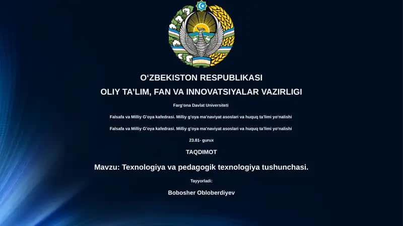 Texnologiya va pedagogik texnologiya tushunchasi 1