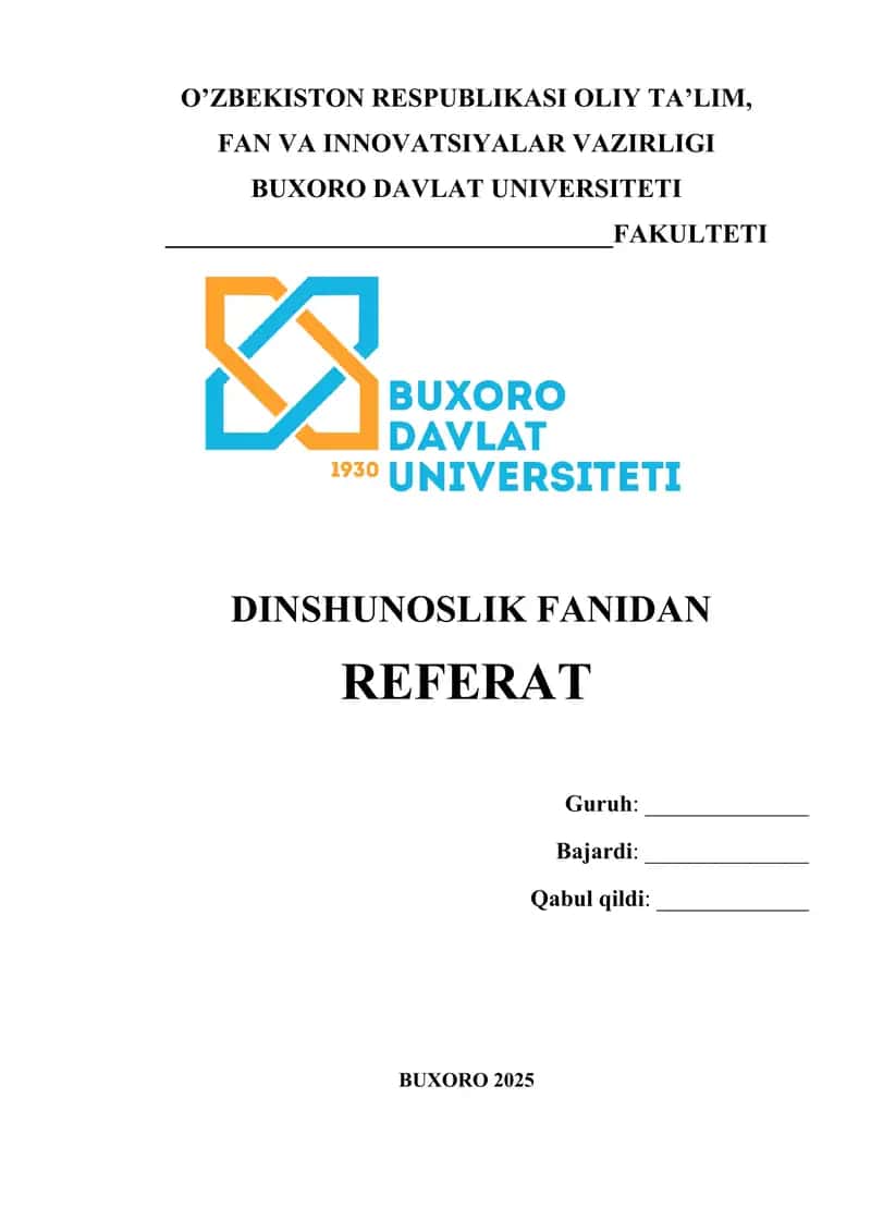 Din, dinshunoslik, din falsafasi, teologiya, teosofiya, xudojo'ylik, diniy e'tiqod, aqida ilohiyot tushunchalarining mohiyati REFERAT 1