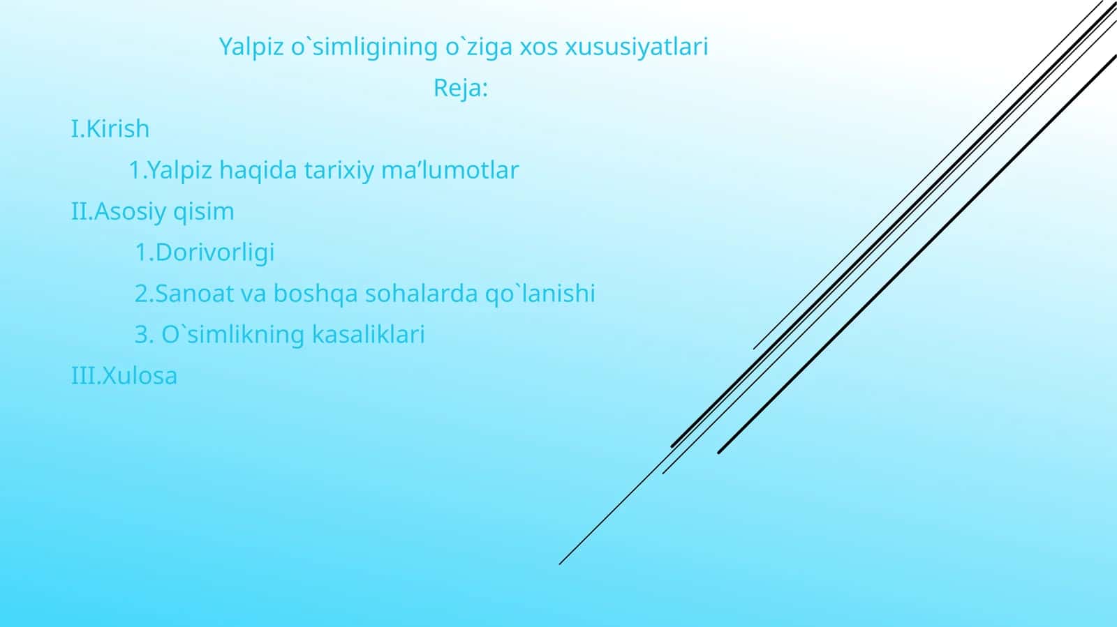 Yalpizning O`ziga Xos Xususiyatlari 1