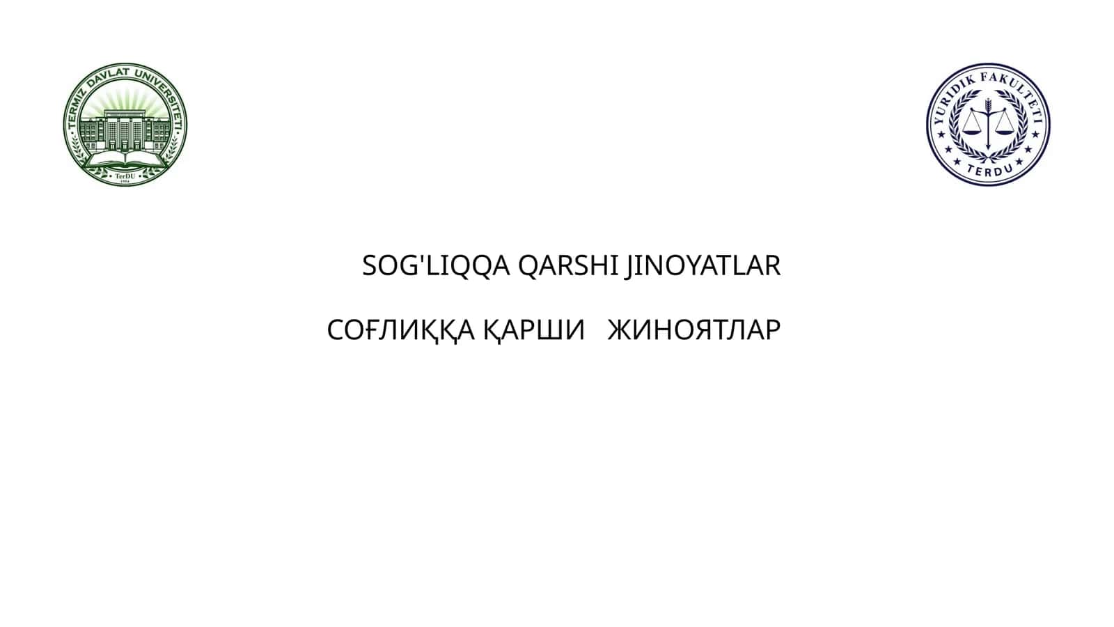 SOG'LIQQA QARSHI JINOYATLAR II 1