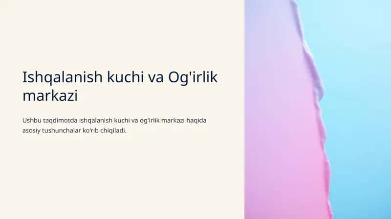 Ishqalanish kuchi va Og'irlik markazi 1