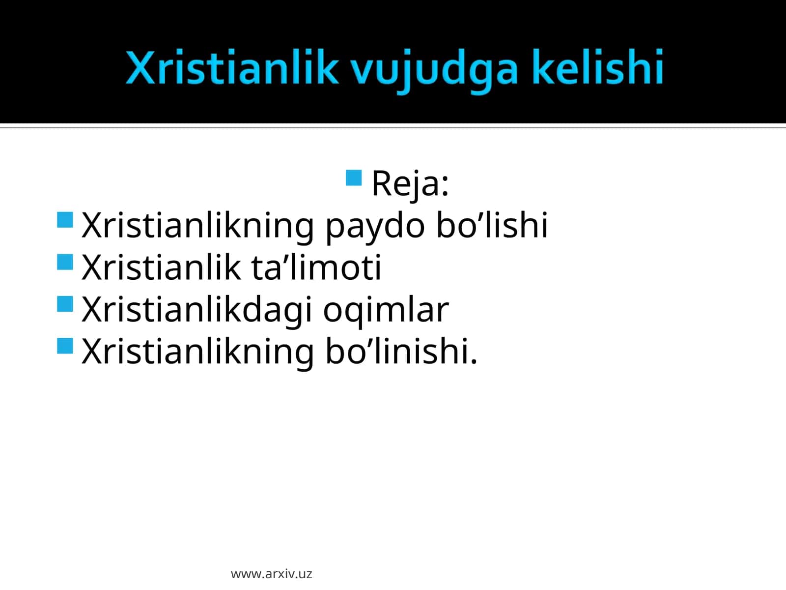 Xristianlikning paydo bo’lishi 1