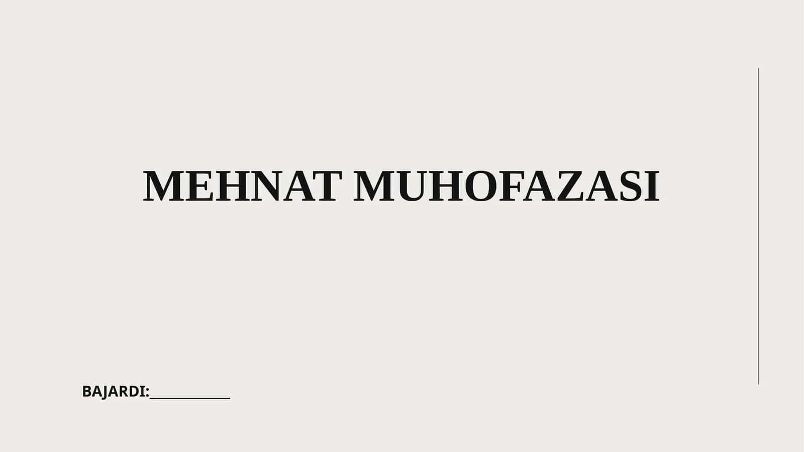 MEHNAT MUHOFAZASI 1