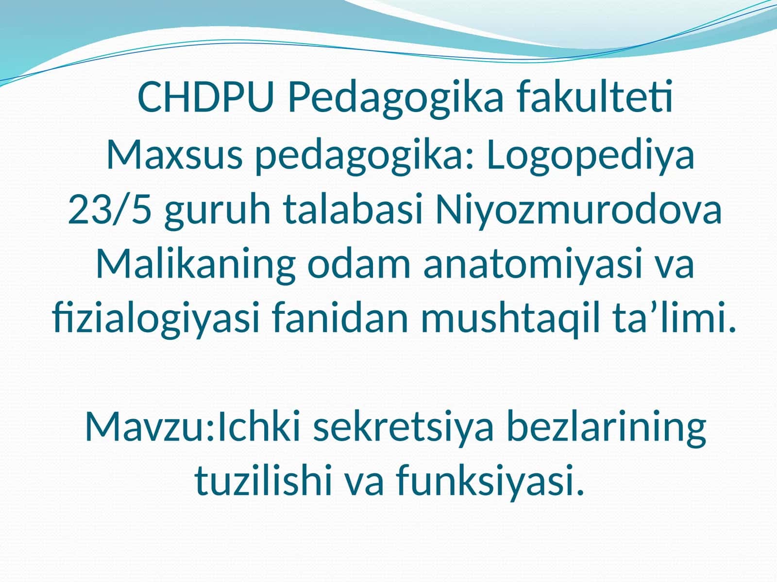 Ichki sekretsiya bezlarining tuzilishi va funksiyasi 1