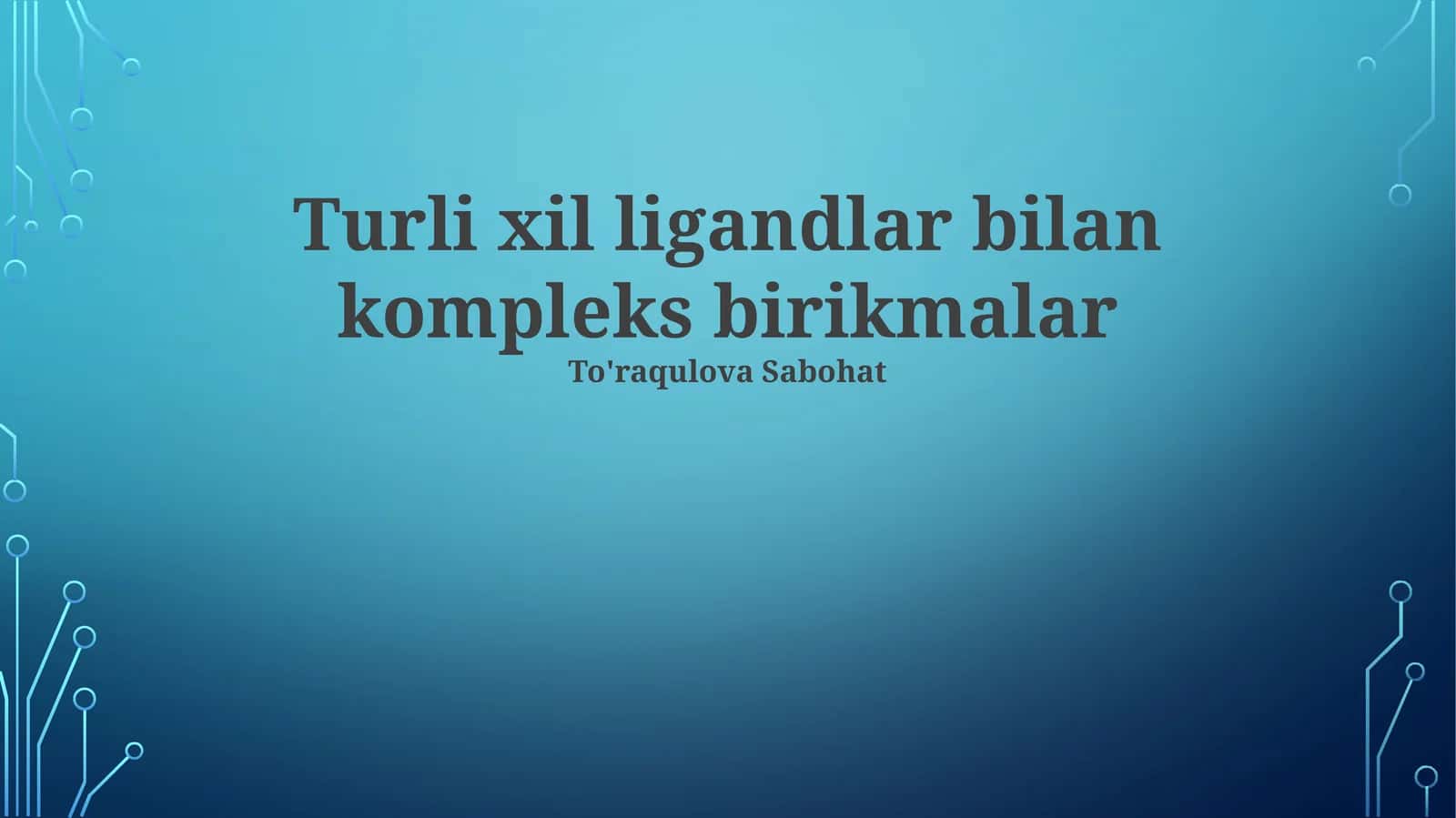 Turli xil ligandlar bilan kompleks birikmalar 1