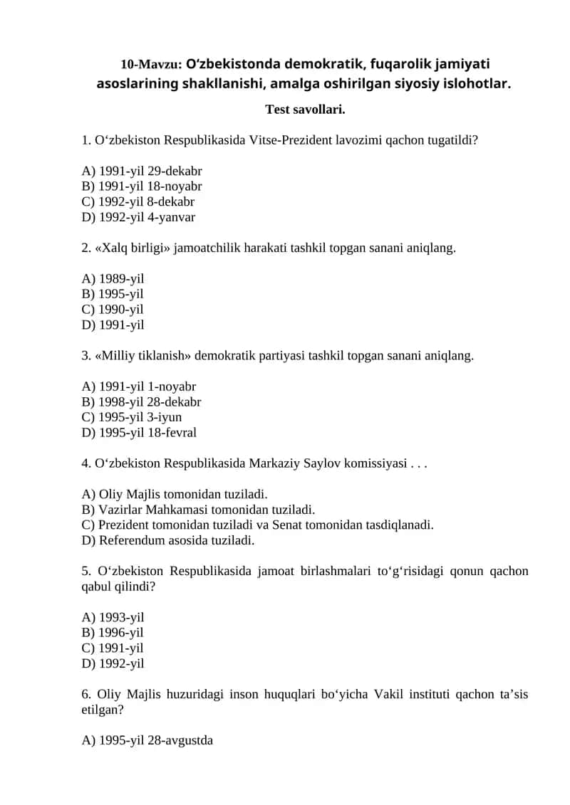 O'zbekistonda Demokratik Fuqarolik Jamiyati 1