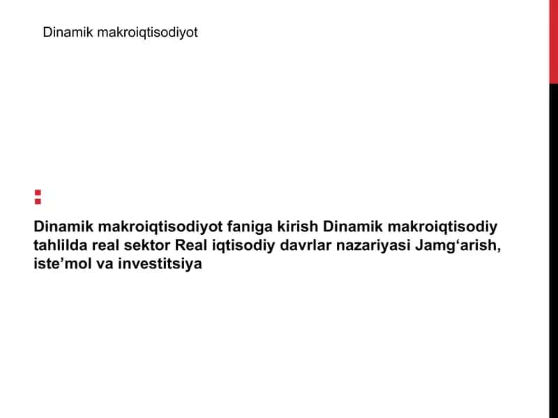 Dinamik makroiqtisodiyot 1