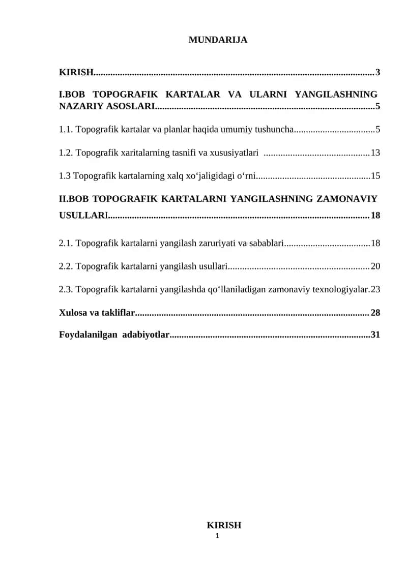 Topografik Kartalar va Ularni Yangilash 1