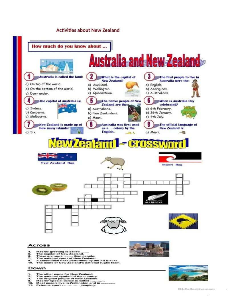 Activities about New Zealand 1