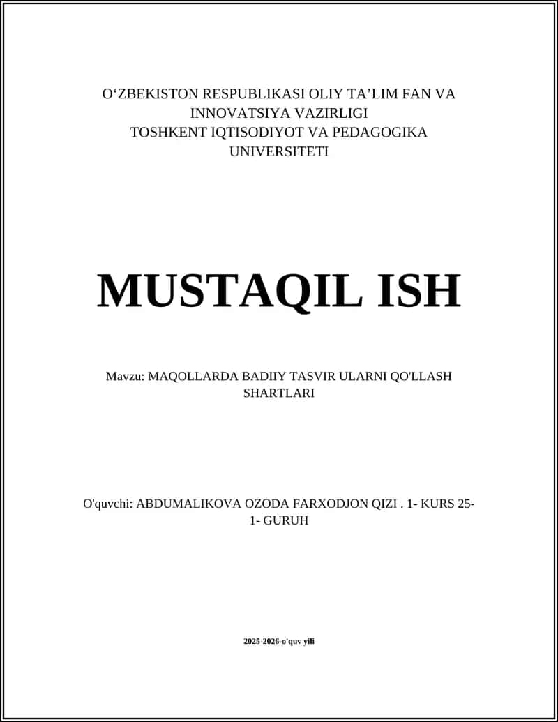 MAQOLLARDA BADIIY TASVIR ULARNI QO'LLASH SHARTLARI 1