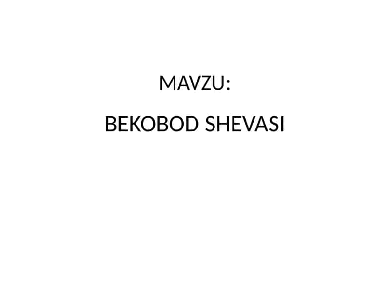 BEKOBOD SHEVASI 1