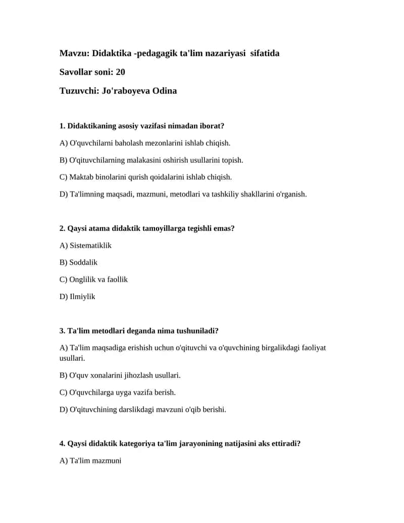 Didaktika -pedagagik ta'lim nazariyasi sifatida 1