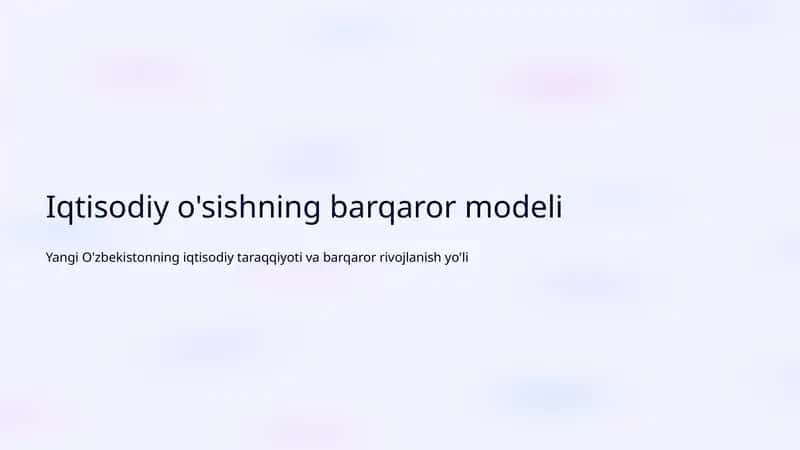 Iqtisodiy o'sishning barqaror modeli 1