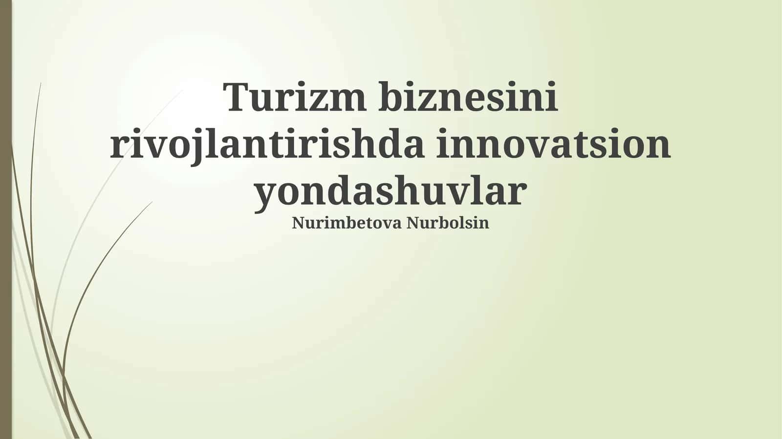 Turizm biznesini rivojlantirishda innovatsion yondashuvlar 1