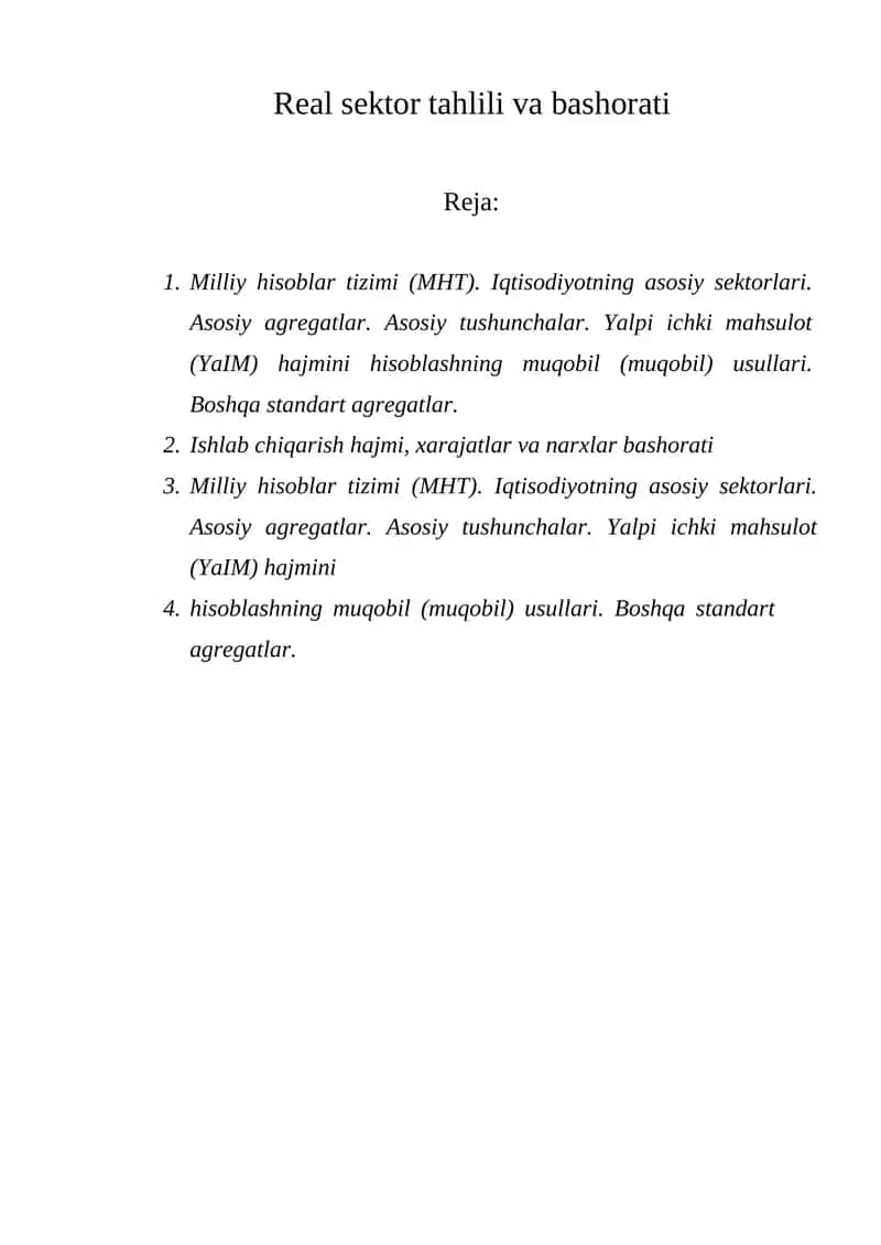Milliy hisoblar tizimi (MHT) 1