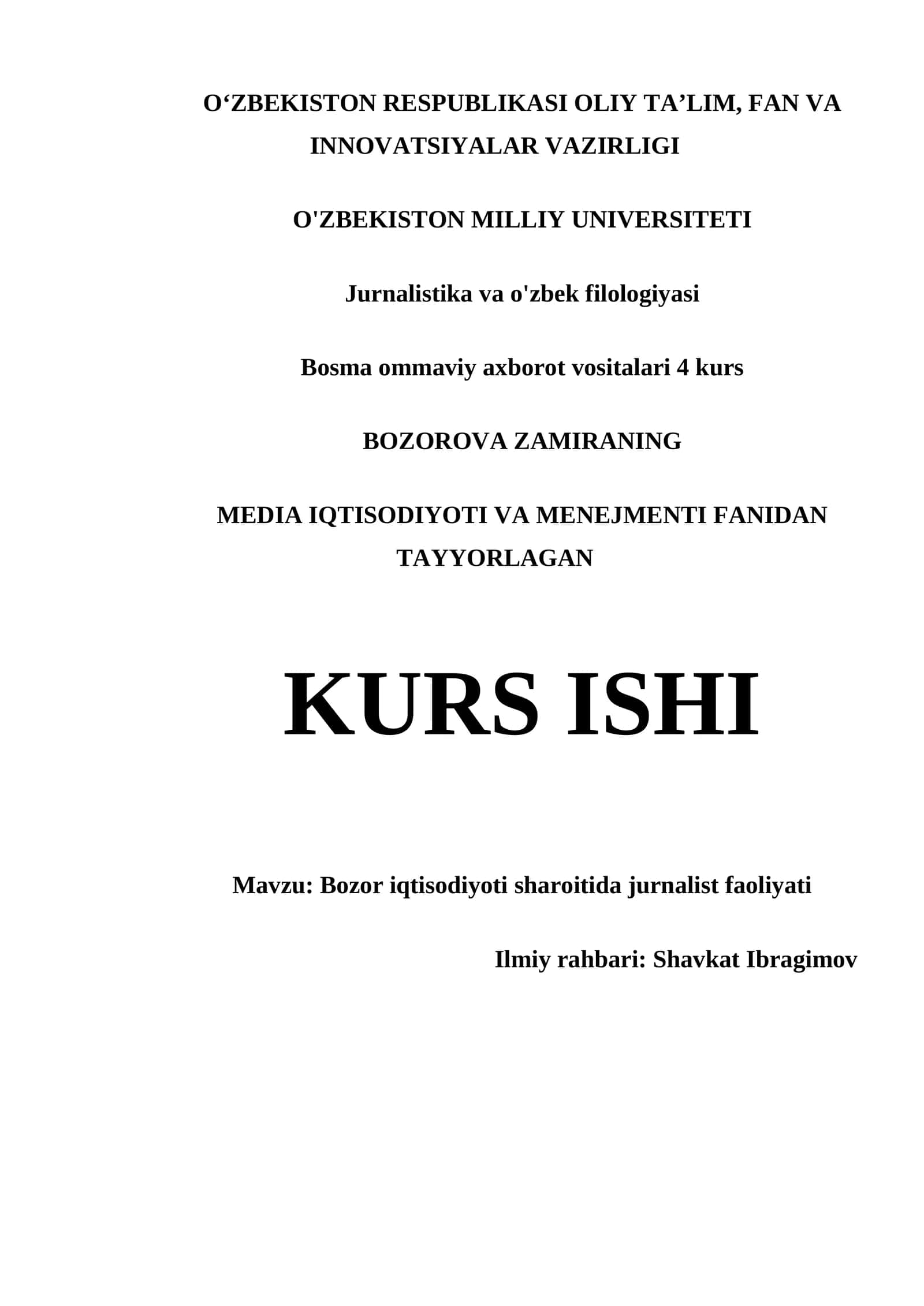 Bosma ommaviy axborot vositalari 4 kurs 1
