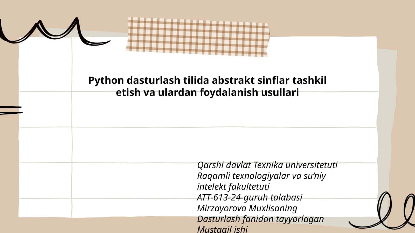 Python dasturlash tilida abstrakt sinflar tashkil etish va ulardan foydalanish usullari 1
