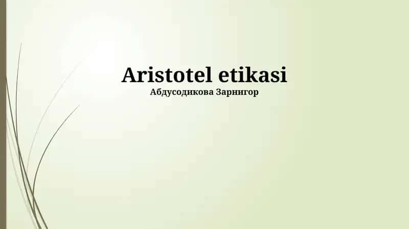 Aristotel etikasi 1