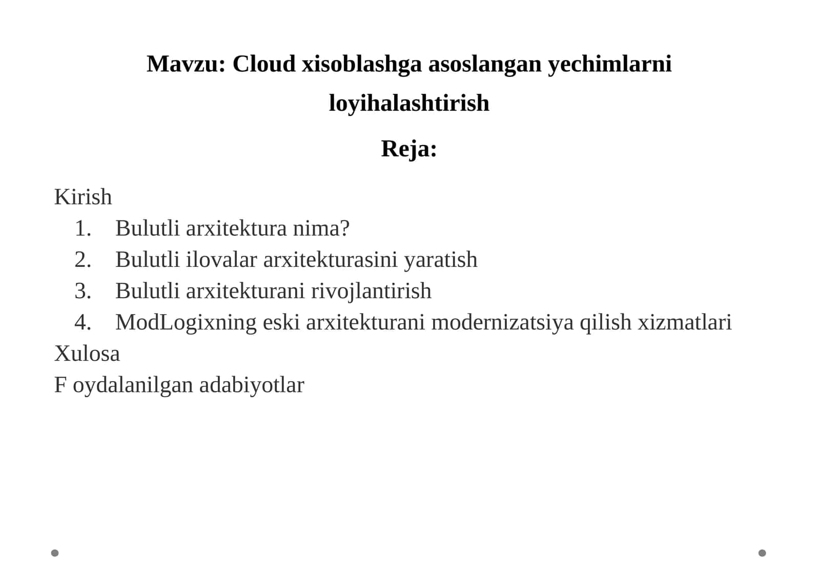 ARXITEKTURANI YARATISH BO’YICHA QO’LLANMA 1