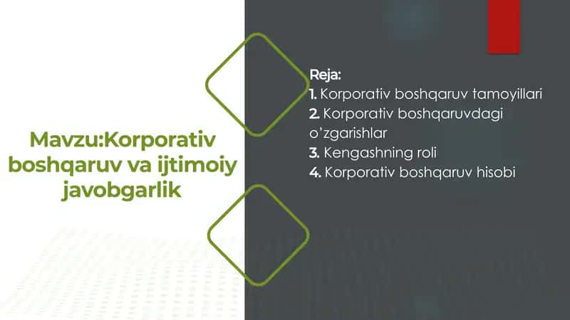 Korporativ boshqaruv va ijtimoiy javobgarlik 1