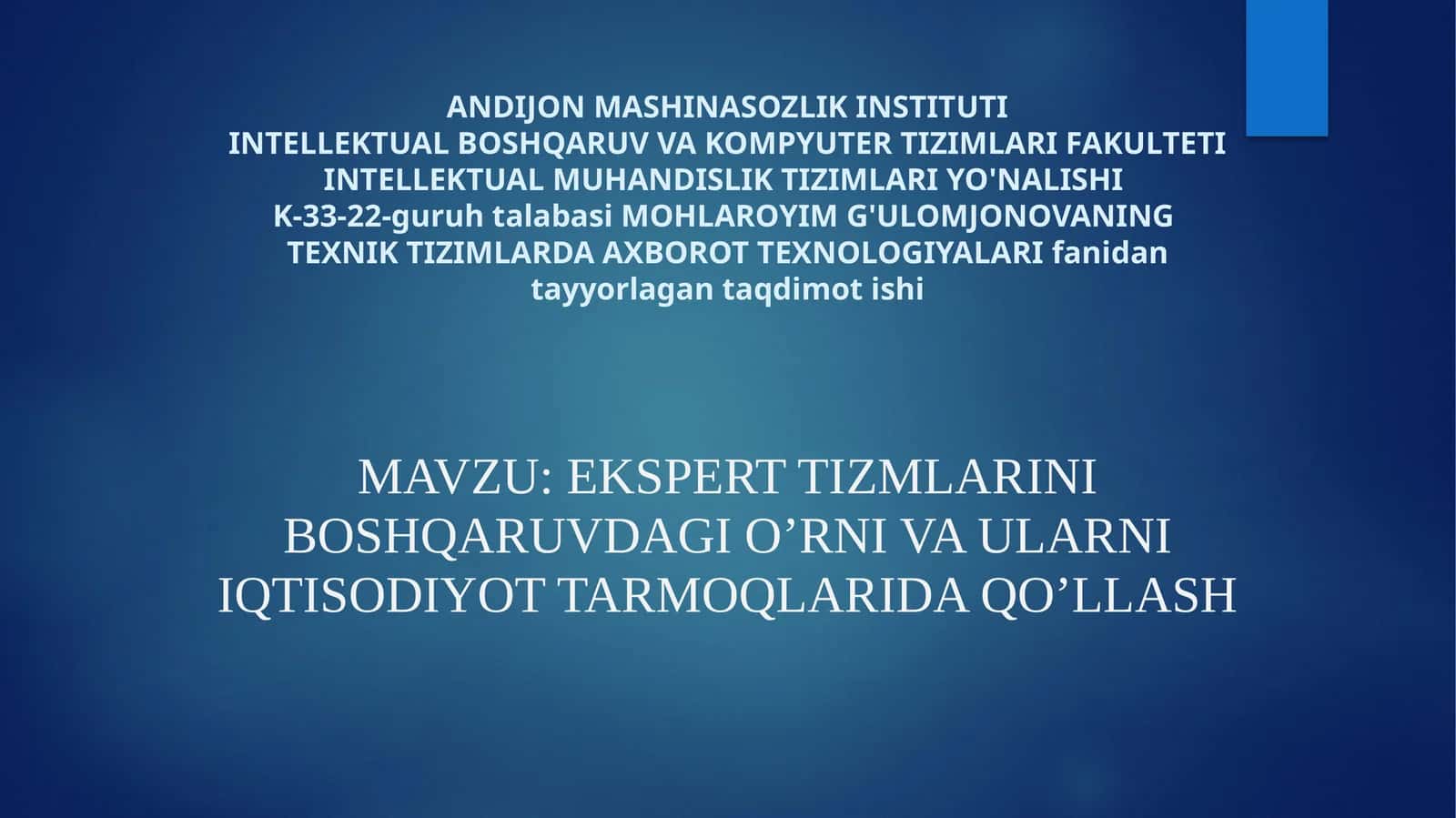 EKSPERT TIZMLARINI BOSHQARUVDA O'RNI VA ULARNI IQTISODIYOT TARMOQLARIDA QO'LLASH 1