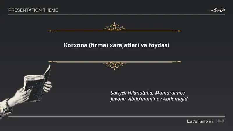 Korxona (firma) xarajatlari va foydasi 1