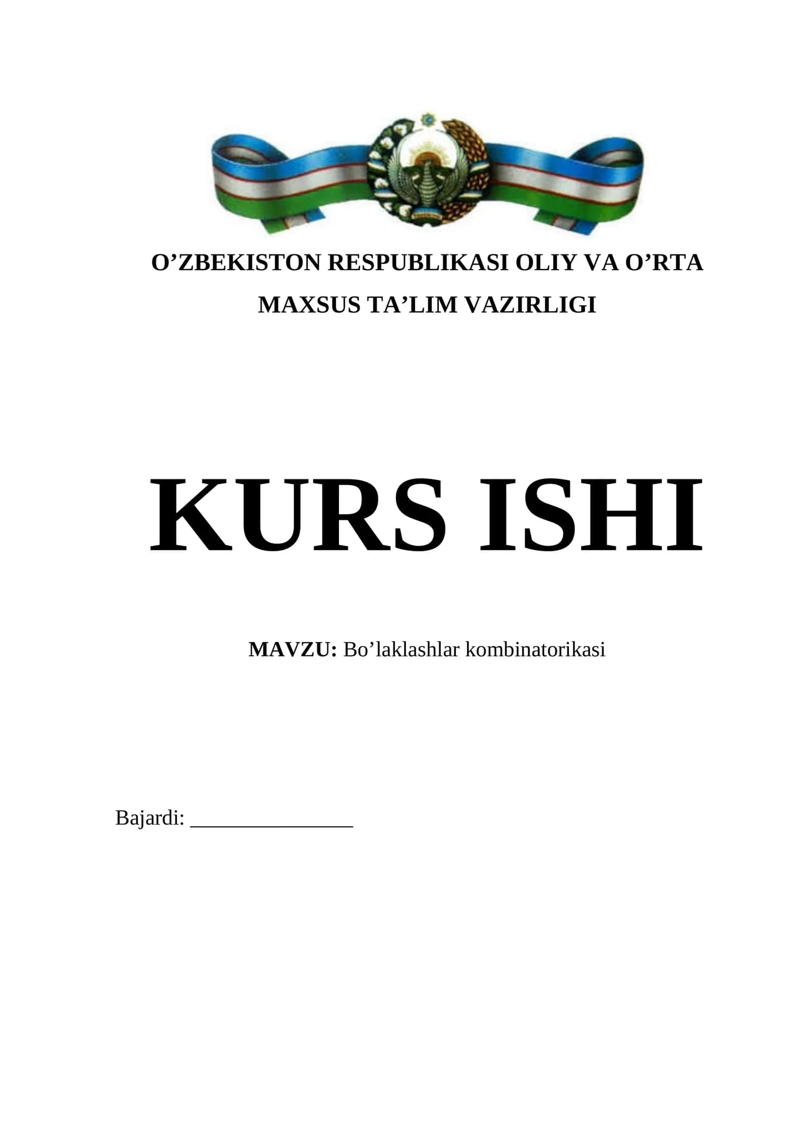 Bo’laklashlar kombinatorikasi 1