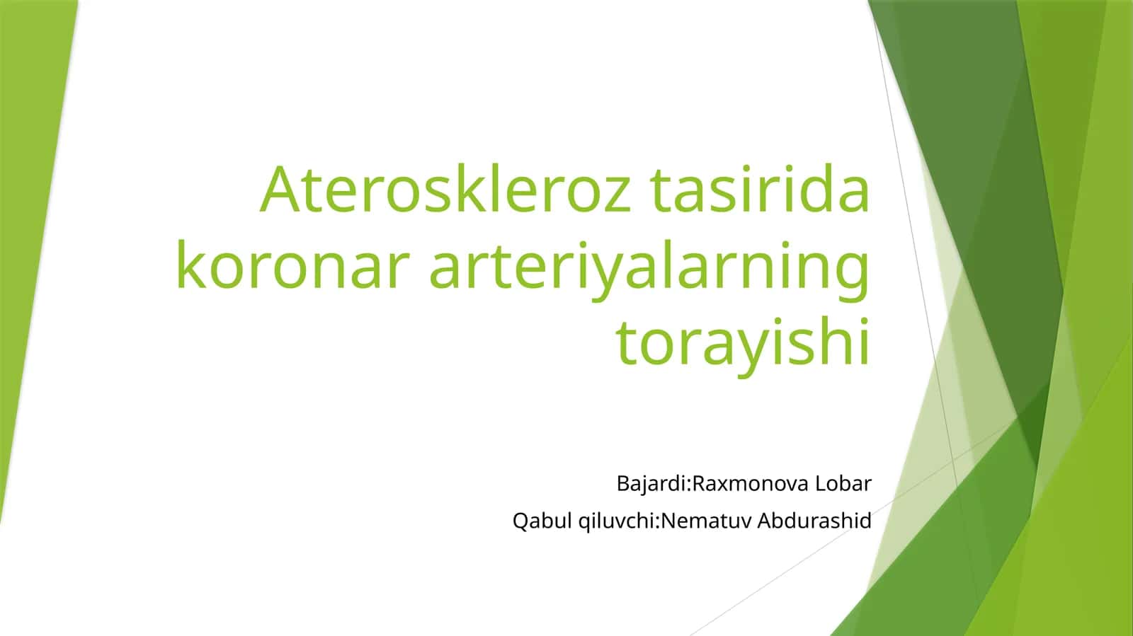 Ateroskleroz tasiridakoronar arteriyalarning torayishi 1