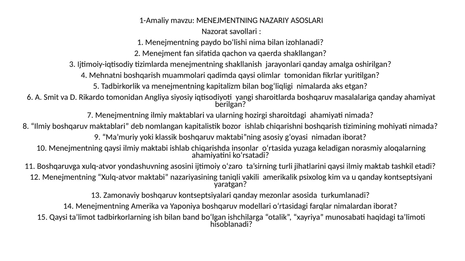 MENEDZHMENTNING NAZARIY ASOSLARI 1