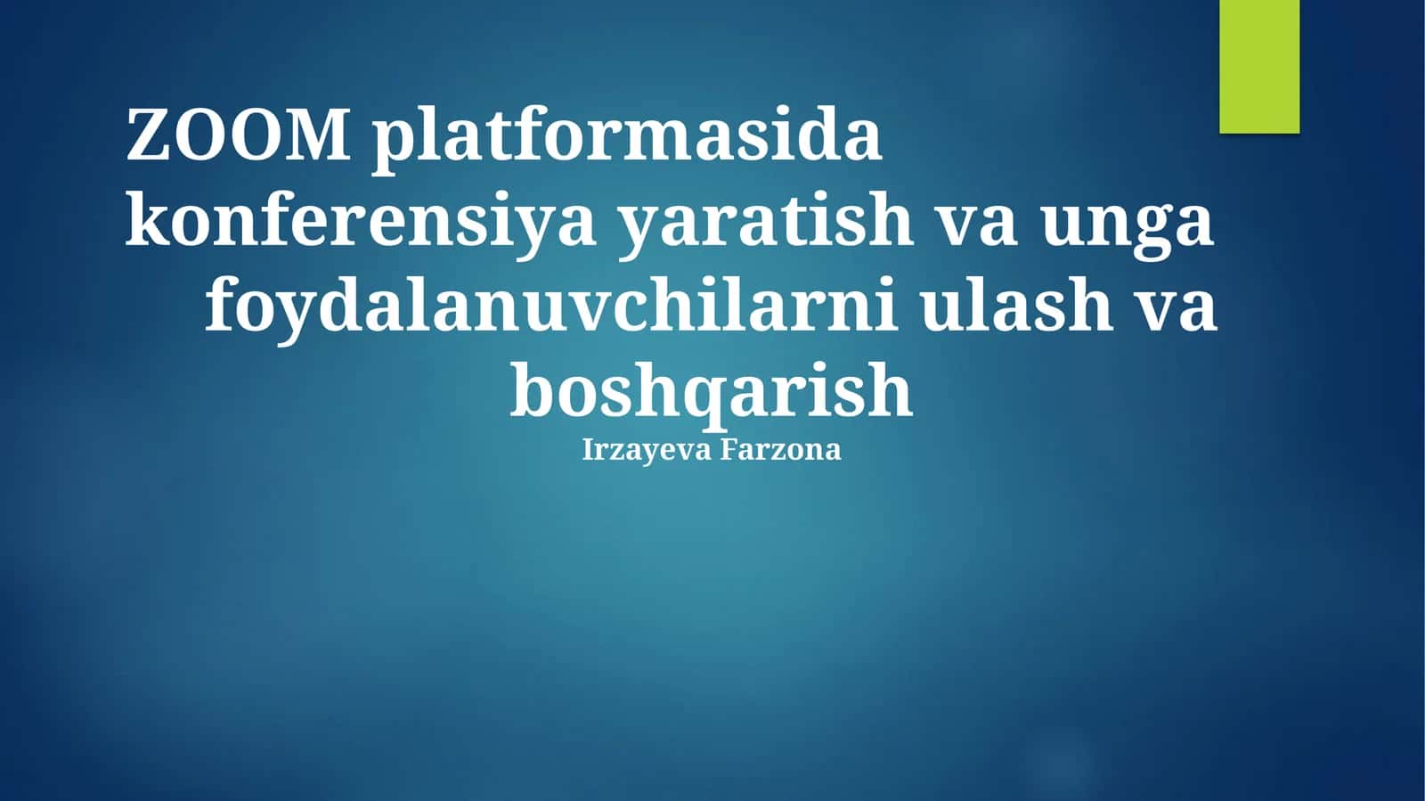 Zoom Platformada Konferensiya Yaratuvchi 1