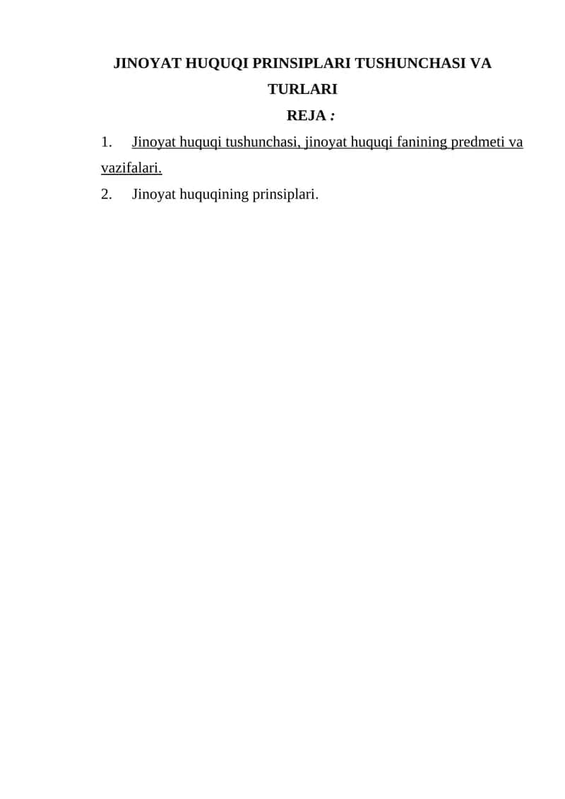 Jinoyat huquqi prinsiplari tushunchasi va turlari 1