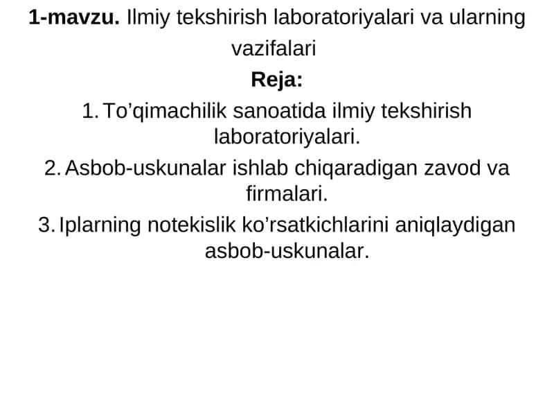 Ilmiy tekshirish laboratoriyalari va ularning vazifalari 1