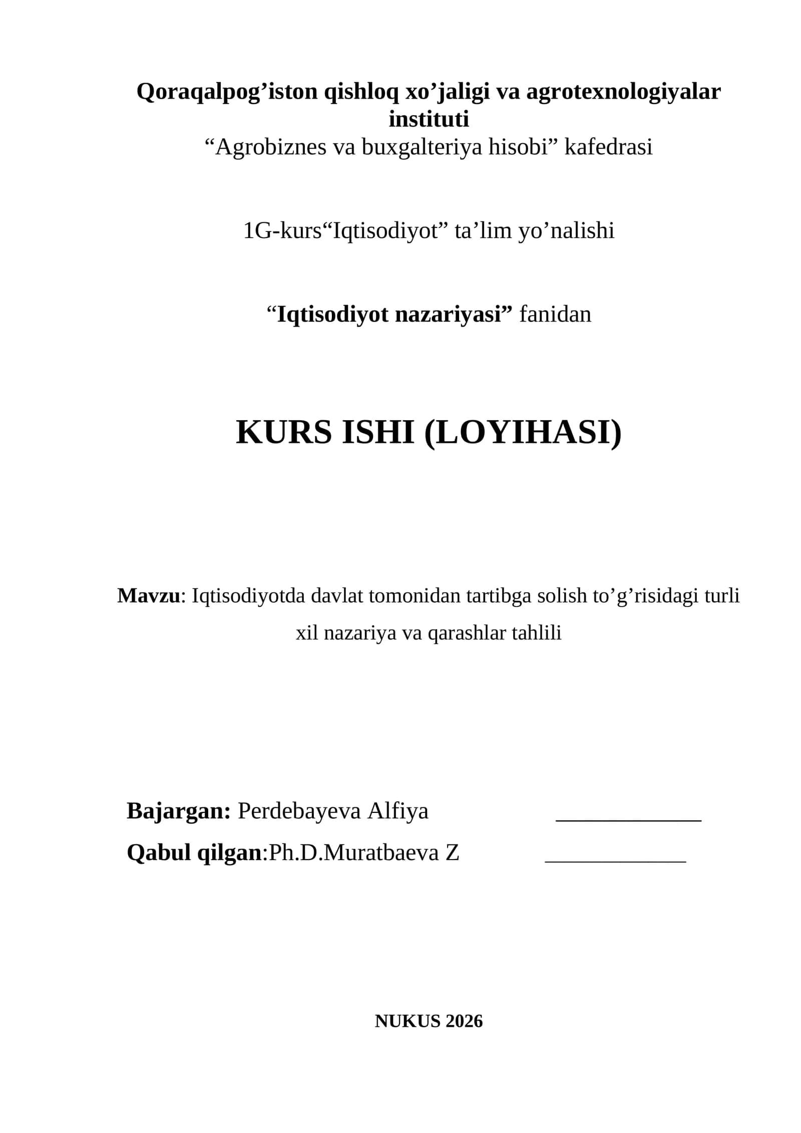 Iqtisodiyotda davlat tomonidan tartibga solish to’g’risidagi turli xil nazariya va qarashlar tahlili 1
