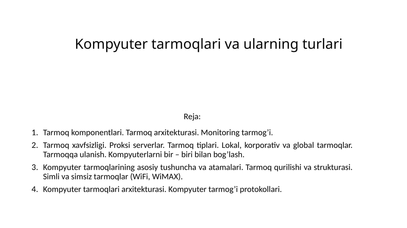 Kompyuter tarmoqlari va ularning turlari 1