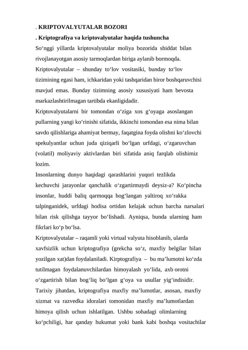Kriptovalyutalar bozori 1