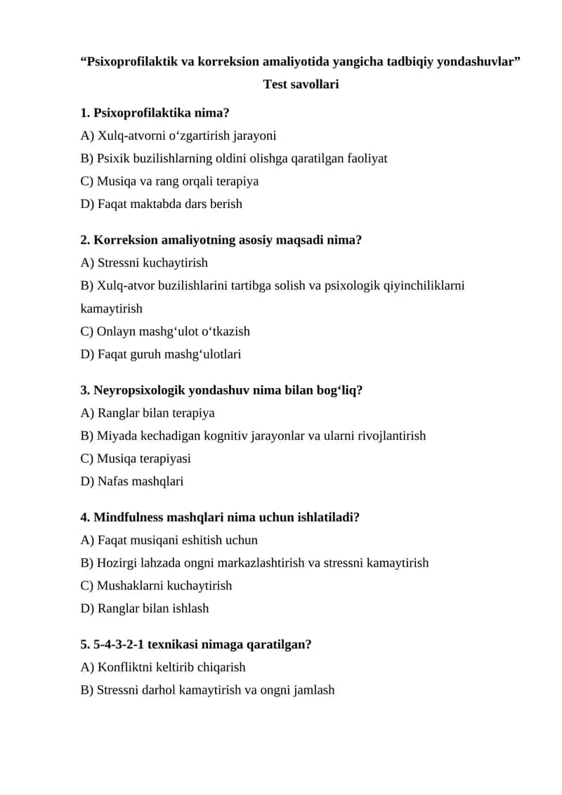 Psixoprofilaktik va korreksion amaliyotida yangicha tadbiqiy yondashuvlar 1