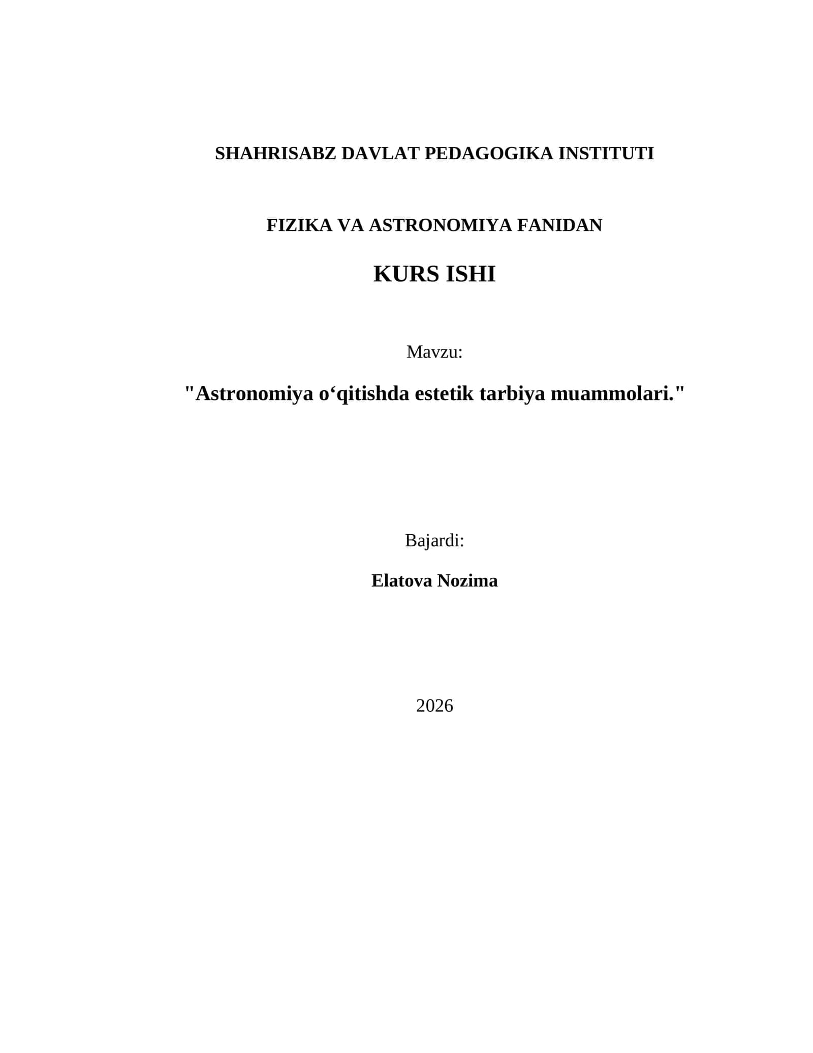 Astronomiya o‘qitishda estetik tarbiya muammolari 1