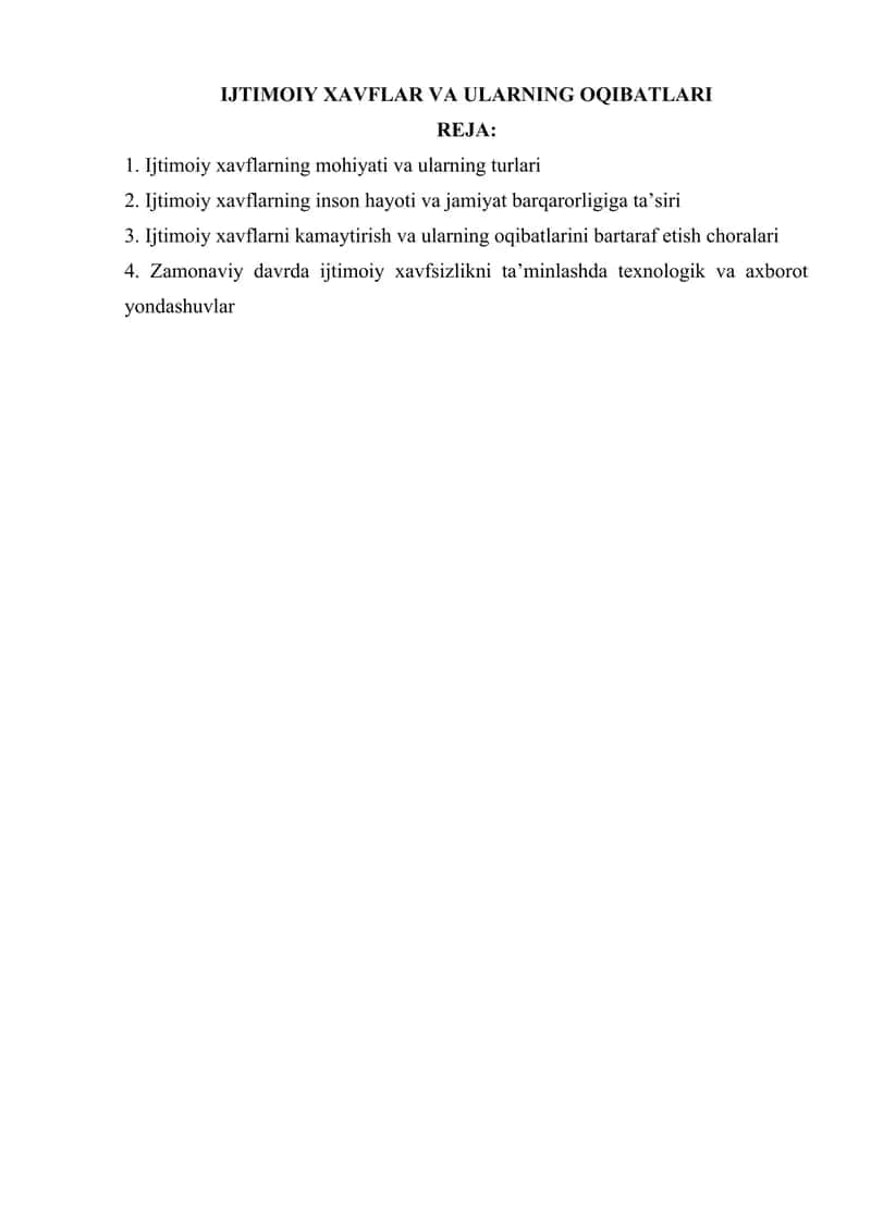 IJTIMOIY XAVFLAR VA ULARNING OQIBATLARI 1