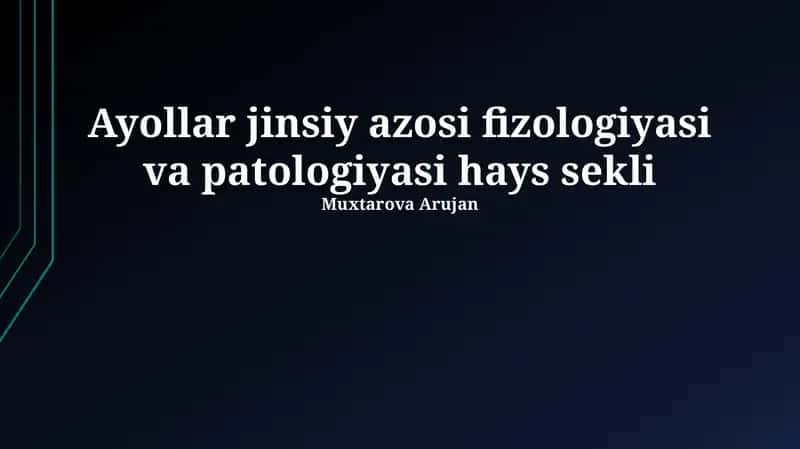 Ayollar jinsiy azosi fizologiyasi va patologiyasi hays sekli 1