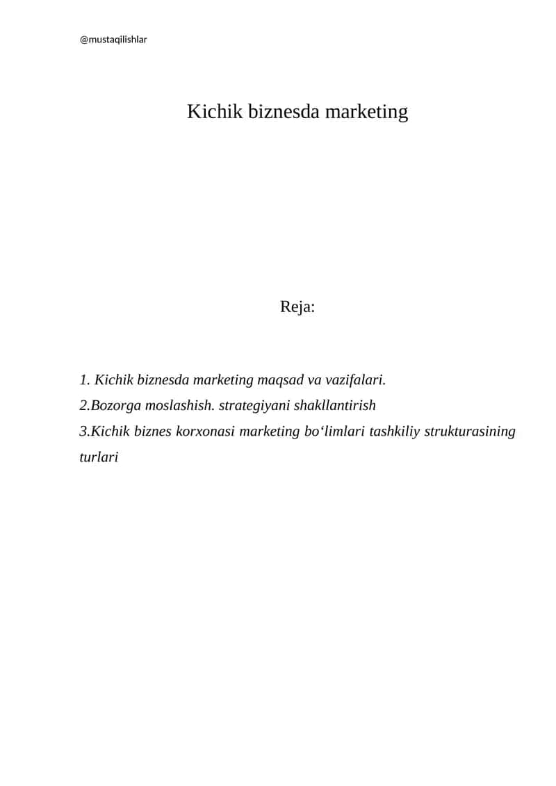 Kichik biznesda marketing 1