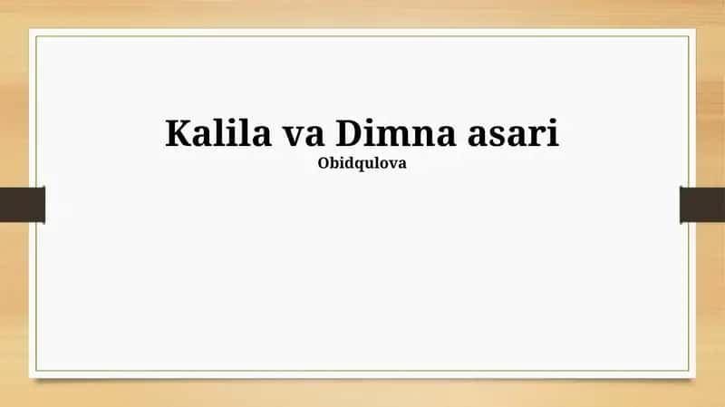 Kalila va Dimna asari 1