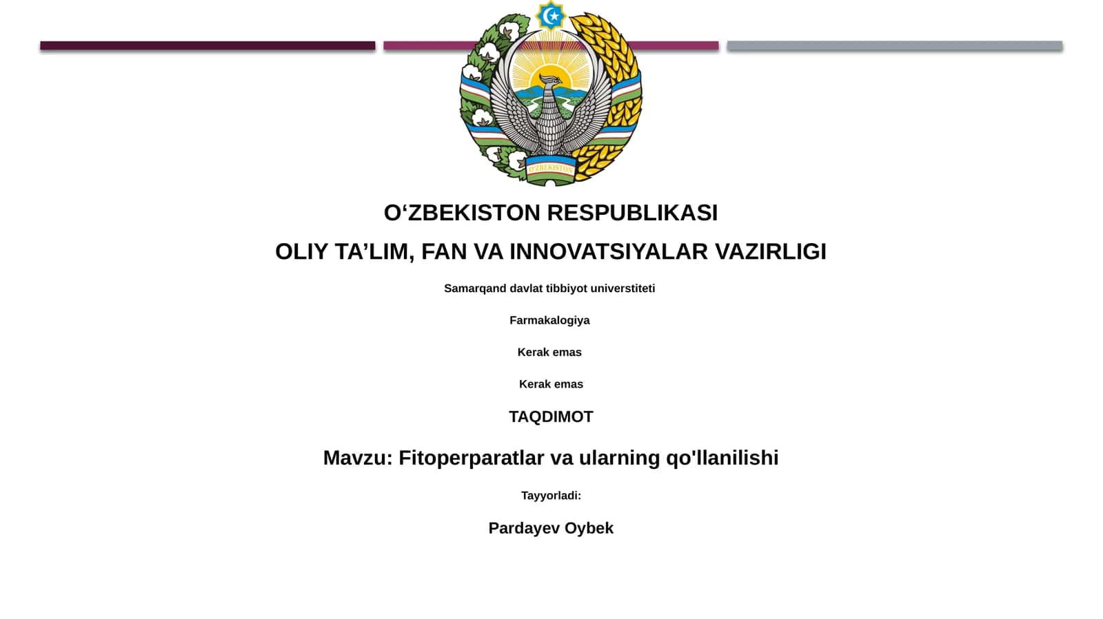 Fitoperparatlar va ularning qo'llanilishi 1