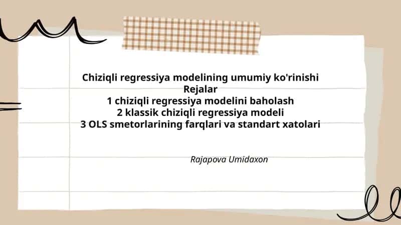 Chiziqli regressiya modelining umumiy ko'rinishi 1