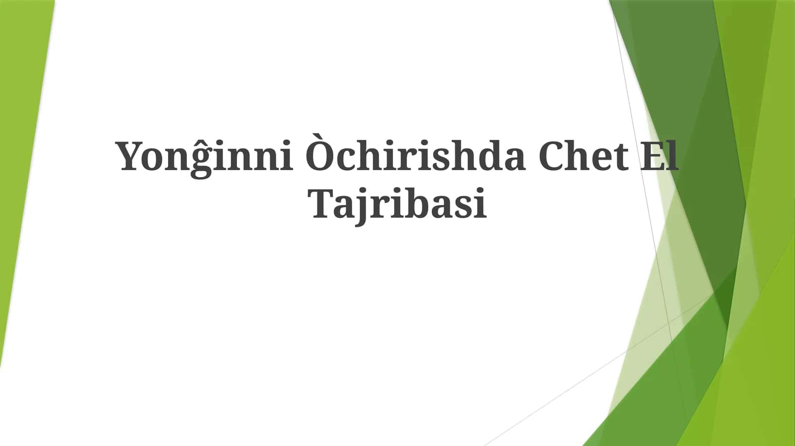 Yonĝinni Òchirishda Chet ElTajribasi 1