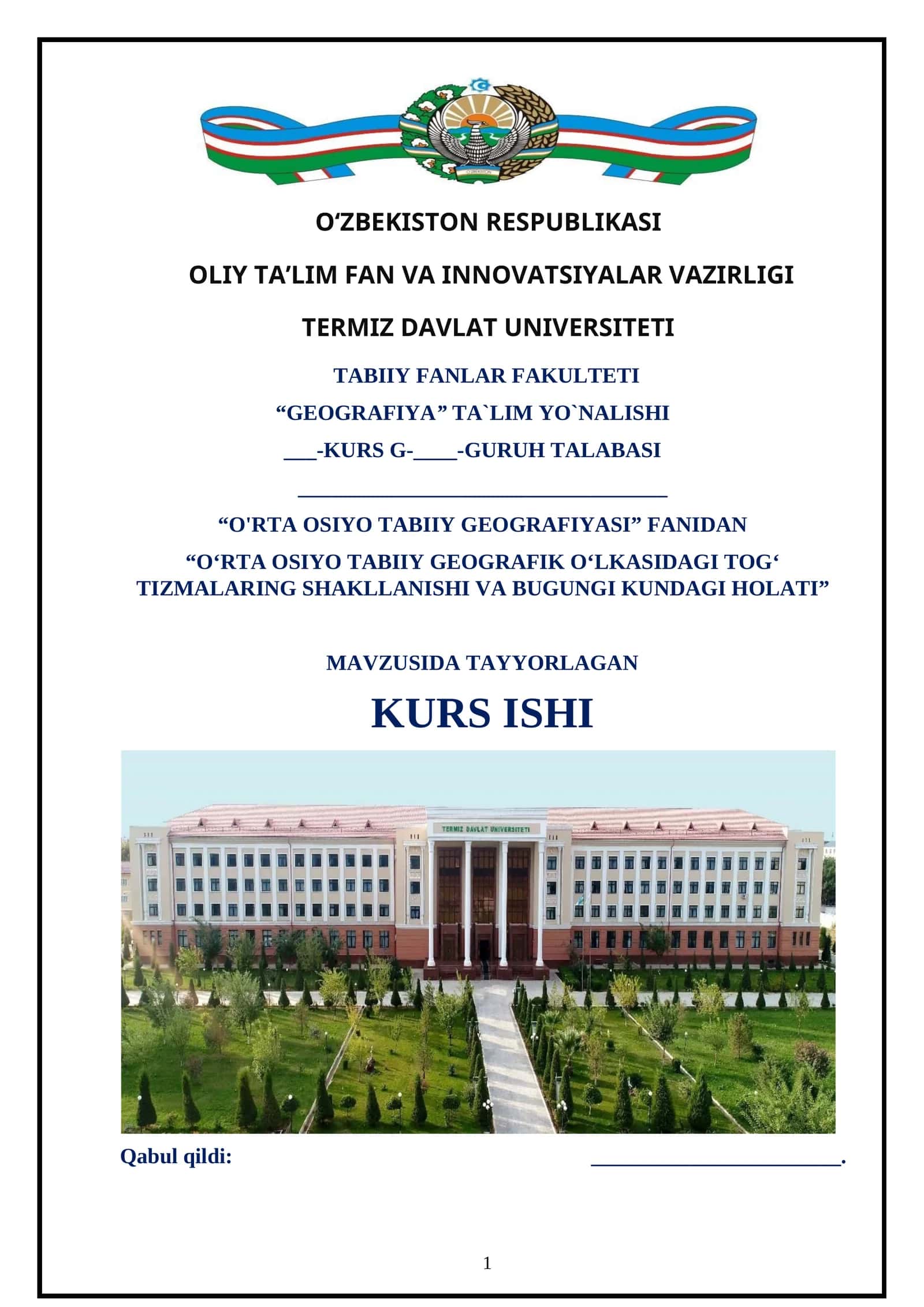 O'rta soiyo tabiiy geografik o'lkasidagi tog' tizmalarining shakillanishi 1