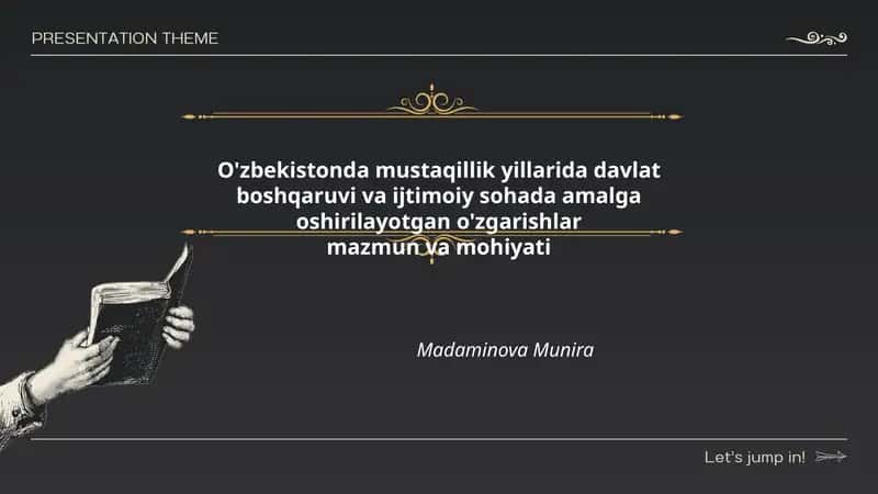 O'zbekistonda mustaqillik yillarida davlat boshqaruvi va ijtimoiy sohada amalga oshirilayotgan o'zgarishlar 1